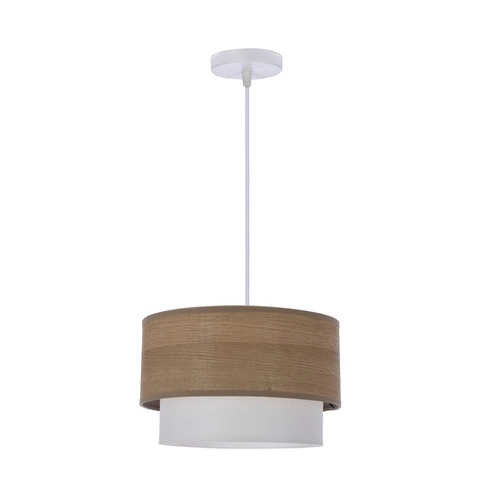Lampa wisząca Ruben biały 1x60 E27  abażur orzechowy+biały
