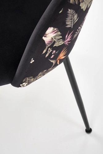 Krzesło tapicerowane welurowe Sarah czarne do jadalni nowoczesne na metalowych nogach Intesi