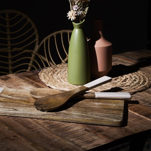 Zestaw sztućców do serwowania Dunen z drewna mango