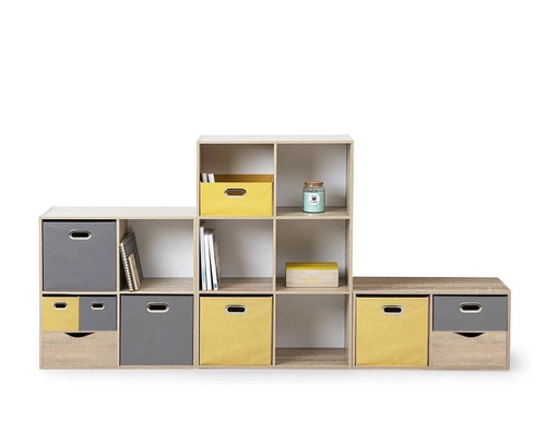 Regał na książki Kali biały nowoczesny 6 półek do salonu i biura modułowy MDF