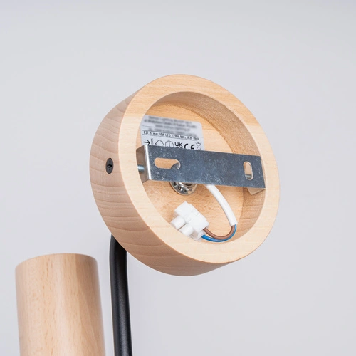 Kinkiet ścienny loftowy TIMBO czarny z drewnem do salonu i sypialni SOLLUX LIGHTING