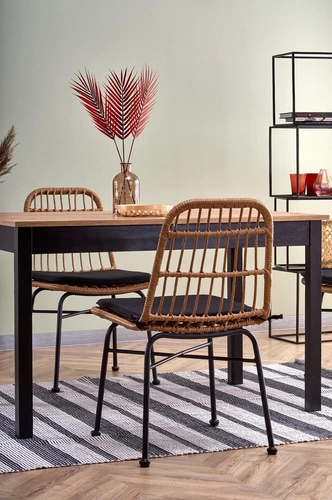 Stół rozkładany do jadalni Regie dąb wotan czarny nowoczesny loftowy 124–168 cm Intesi