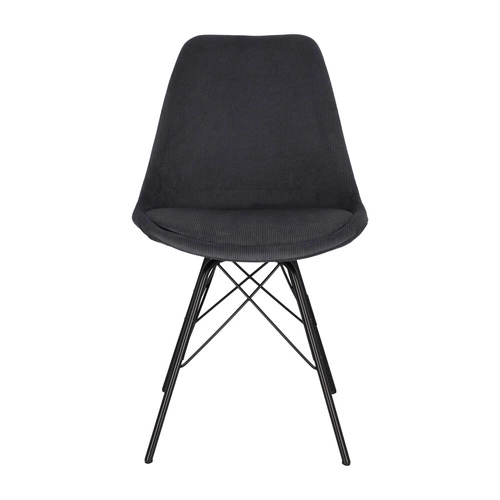 Krzesło tapicerowane Eris sztruks antracytowe do jadalni nowoczesne na czarnych nogach Actona