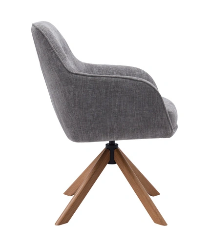 Fotel obrotowy Lova UNIQUE szary aksamitny do salonu loftowy z podłokietnikami