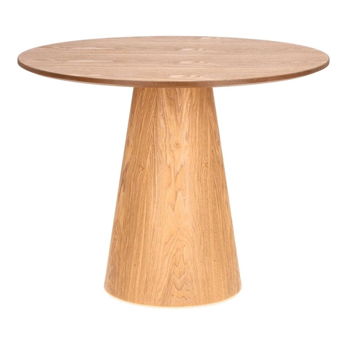 Stół okrągły Soleilo 80 cm naturalny dąb na jednej nodze do salonu i kawiarni Intesi