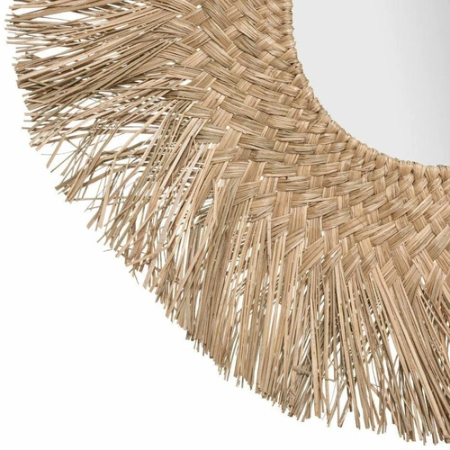 Lustro okrągłe boho Ael 80 cm wiszące do salonu z naturalnej trzciny Atmosphera
