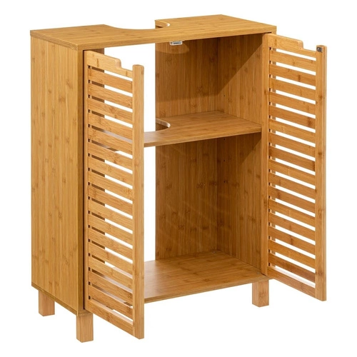 Szafka łazienkowa stojąca pod umywalkę Sicela z drewna bambusowego naturalna boho 60 cm 5five