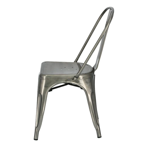 Krzesło metalowe Paris D2.DESIGN inspirowane Tolix do jadalni kuchni loft srebrne industrialne