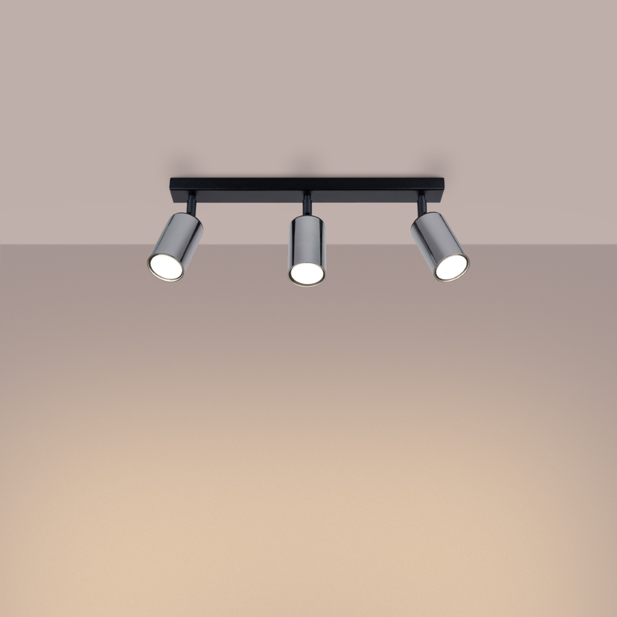 Plafon sufitowy WINX 3 czarny chrom nowoczesny stalowy do salonu i sypialni SOLLUX