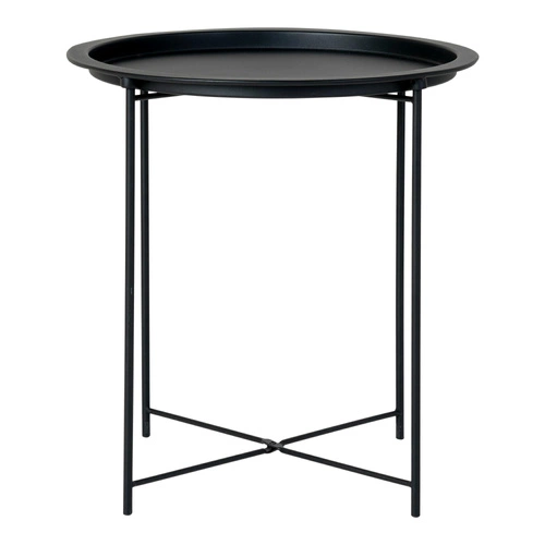 Intesi okrągły stolik kawowy metalowy czarny 47cm nowoczesny loftowy do salonu pomocniczy