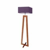 Lampa podłogowa do salonu JAWA fioletowa z abażurem, nowoczesna drewniana Lysne 138 cm