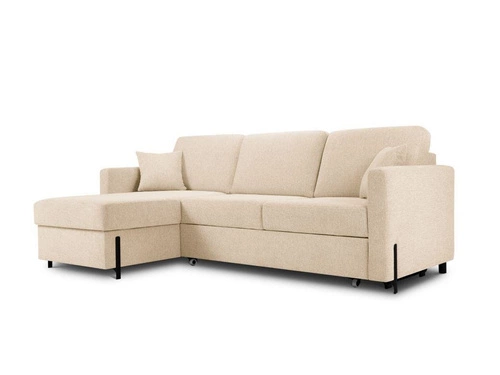 Narożnik z funkcją spania Gabriel Beige Structured Fabric lewostronny