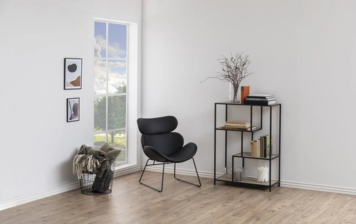 Fotel wypoczynkowy Cazar czarny skóra ekologiczna na płozach loftowy do salonu Actona