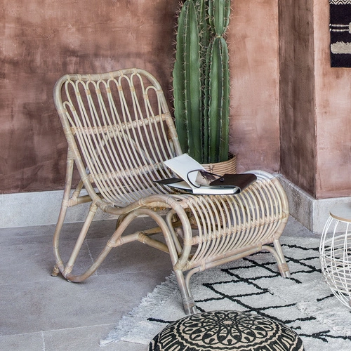 Fotel Tamara rattanowy bielony