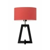 Lampka nocna Clio glamour z abażurem czerwonym i drewnianą podstawą hebanową do sypialni