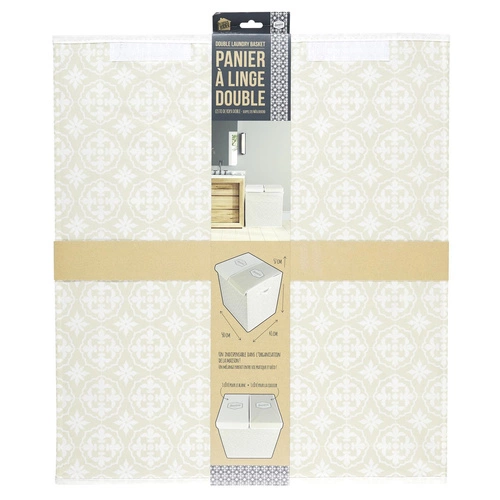 Intesi nowoczesny kosz na pranie 2 komory z pokrywą składany szary do łazienki 50x41x57