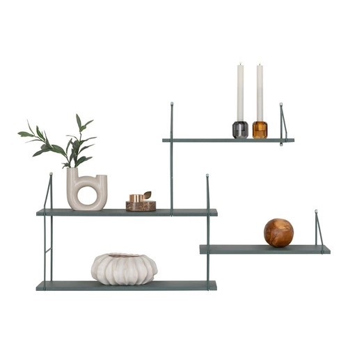 Półka ścienna Harlem zielona metalowo-drewniana na książki i dekoracje do salonu 99 cm