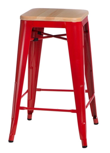 Hoker Paris Wood 75 cm nowoczesny metalowy z drewnianym siedziskiem do kuchni personalizowany D2.DESIGN