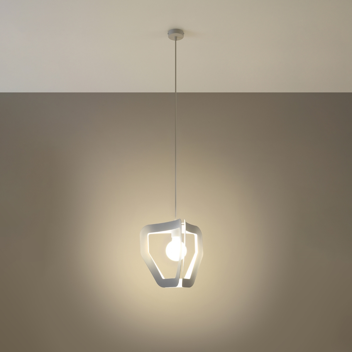 Lampa wisząca Tres biała nowoczesna metalowa do salonu, kuchni lub nad wyspę 33 cm