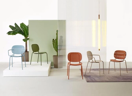 Krzesło metalowe Si-Si zielone nowoczesne do ogrodu i na taras sztaplowane SCAB Design