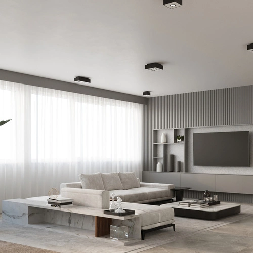 Plafon kwadratowy czarny MONO 1 nowoczesny metalowy do kuchni, salonu i sypialni Sollux