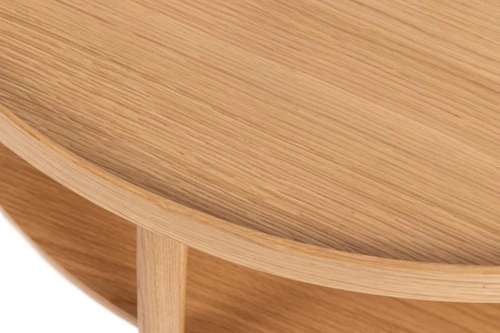 Stolik kawowy Banbury okrągły 80cm dębowy z półką nowoczesny skandynawski do salonu Actona