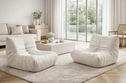 Fotel wypoczynkowy Gufi welurowy biały do salonu nowoczesny