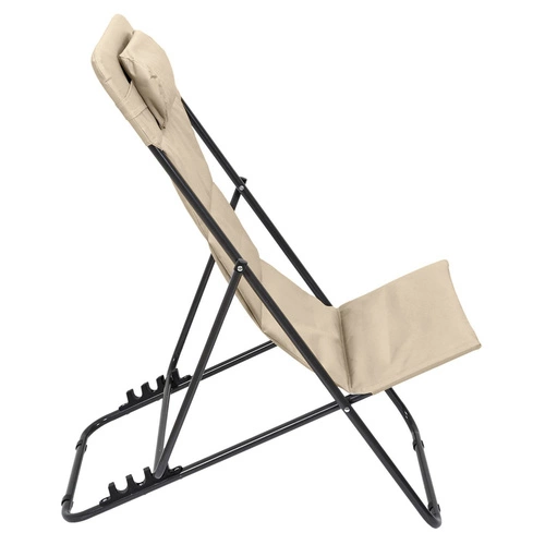 Leżak ogrodowy Grue beżowy składany z regulacją oparcia nowoczesny na taras i plażę Ventos