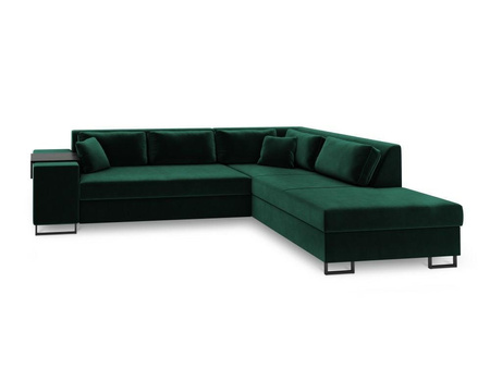 Narożnik z funkcją spania York Bottle Green Velvet prawostronny