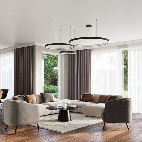 Żyrandol LED RIO 55 czarny nowoczesny do salonu industrialny lampa wisząca metalowa