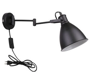 Kinkiet Espera lampa 1x40W E27 czarny z przewodem przył. z wtyczką i włącznikiem
