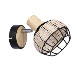 Kinkiet Tajga lampa czarny+drewniany 1x40W E14 klosz czarny+drewniany