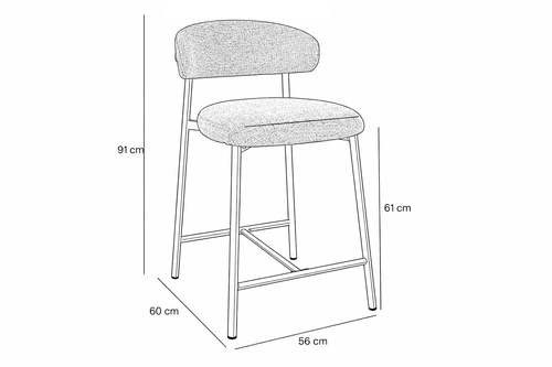Hoker tapicerowany Pasco Slim beżowy z oparciem do kuchni 61 cm