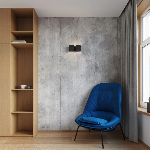 Kinkiet ścienny Quad 2 czarny nowoczesny podwójny metalowy do salonu i sypialni Sollux