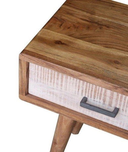 Szafka nocna drewniana 45 cm z szufladą skandynawska akacja brązowa Intesi