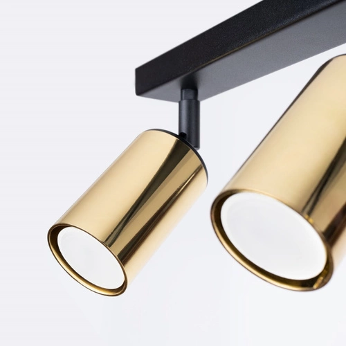 Plafon sufitowy WINX 2 czarny złoty nowoczesny stalowy do salonu i sypialni SOLLUX