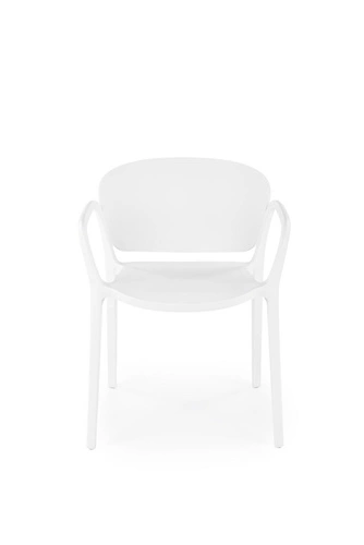 Krzesło Nadine białe do jadalni i ogrodu z tworzywa, nowoczesne, sztaplowane, z podłokietnikami
