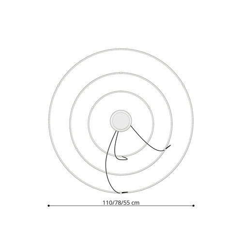 Żyrandol LED RIO 3 czarny industrialny do salonu nowoczesny 110 cm Thoro