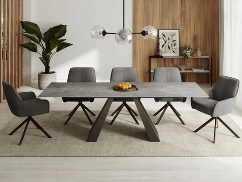 Krzesło Totti tapicerowane obrotowe do jadalni ciemny szary czarne