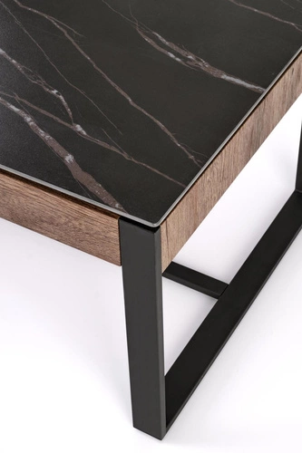 Stolik kawowy Amar prostokątny czarny marmur nowoczesny loftowy do salonu 121x61 cm Intesi
