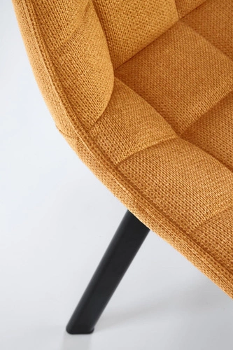 Krzesło tapicerowane Giselda musztardowe do jadalni i salonu nowoczesne z czarnymi nogami Intesi