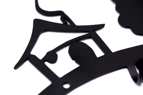 Wieszak ścienny do przedpokoju Domek czarny nowoczesny metalowy Intesi na kurtki i klucze