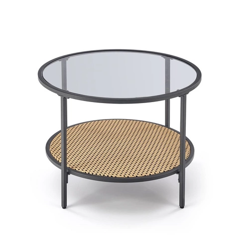 Stolik kawowy Bahama okrągły szklany dymiony loftowy 60 cm do salonu Intesi