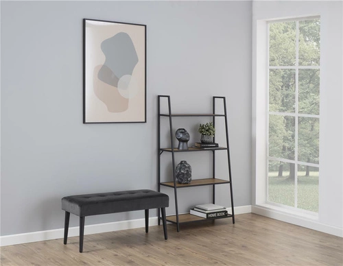 Ławka tapicerowana do przedpokoju Glory VIC dark grey pikowana glamour Actona 95 cm szara
