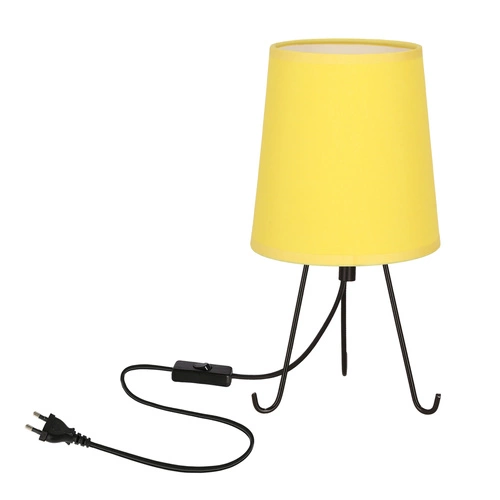 Lampka nocna do sypialni Smally czarna z żółtym abażurem nowoczesna CANDELLUX 30 cm