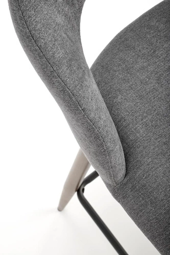 Hoker tapicerowany z oparciem Ruffy 65 cm szary do kuchni i wyspy nowoczesny orzech Intesi