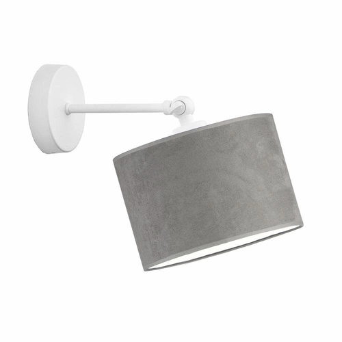 Kinkiet ścienny glamour TETE LYSNE szary z welurowym abażurem regulowany do sypialni i salonu