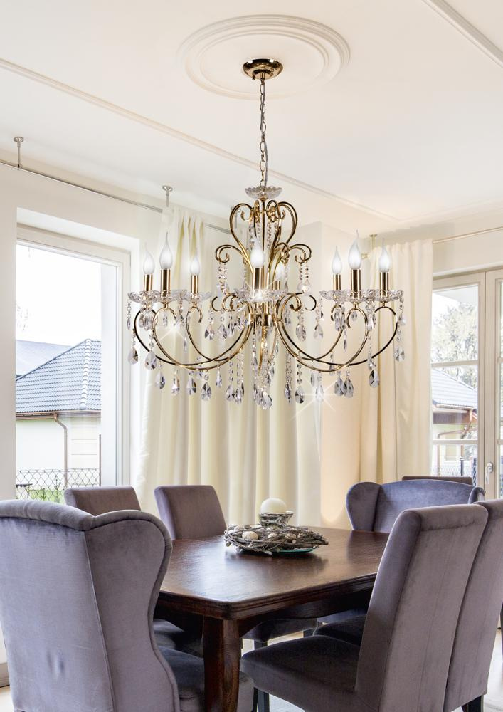 Lampa wisząca Aurora 8*40W E14 francuskie złoto