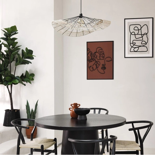 Lampa wisząca Caly 75 cm boho czarno-naturalna nad stół do salonu i jadalni Atmosphera