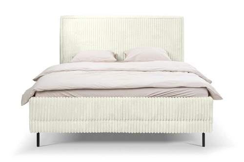 Łóżko tapicerowane Foggy 160x200 beżowe z pojemnikiem do sypialni nowoczesne